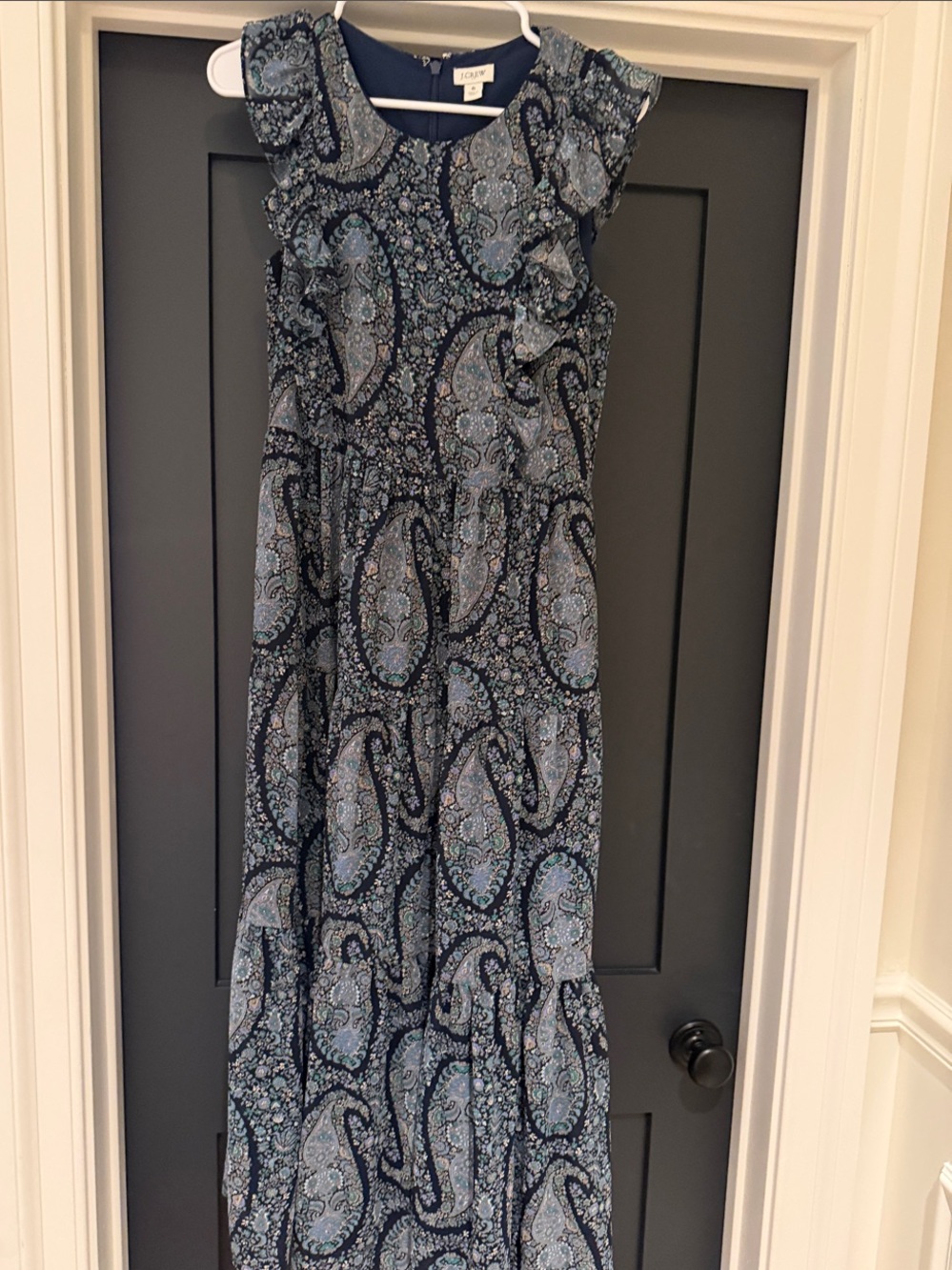 J. Crew Factory Navy and Light Blue Paisley Midi Dress